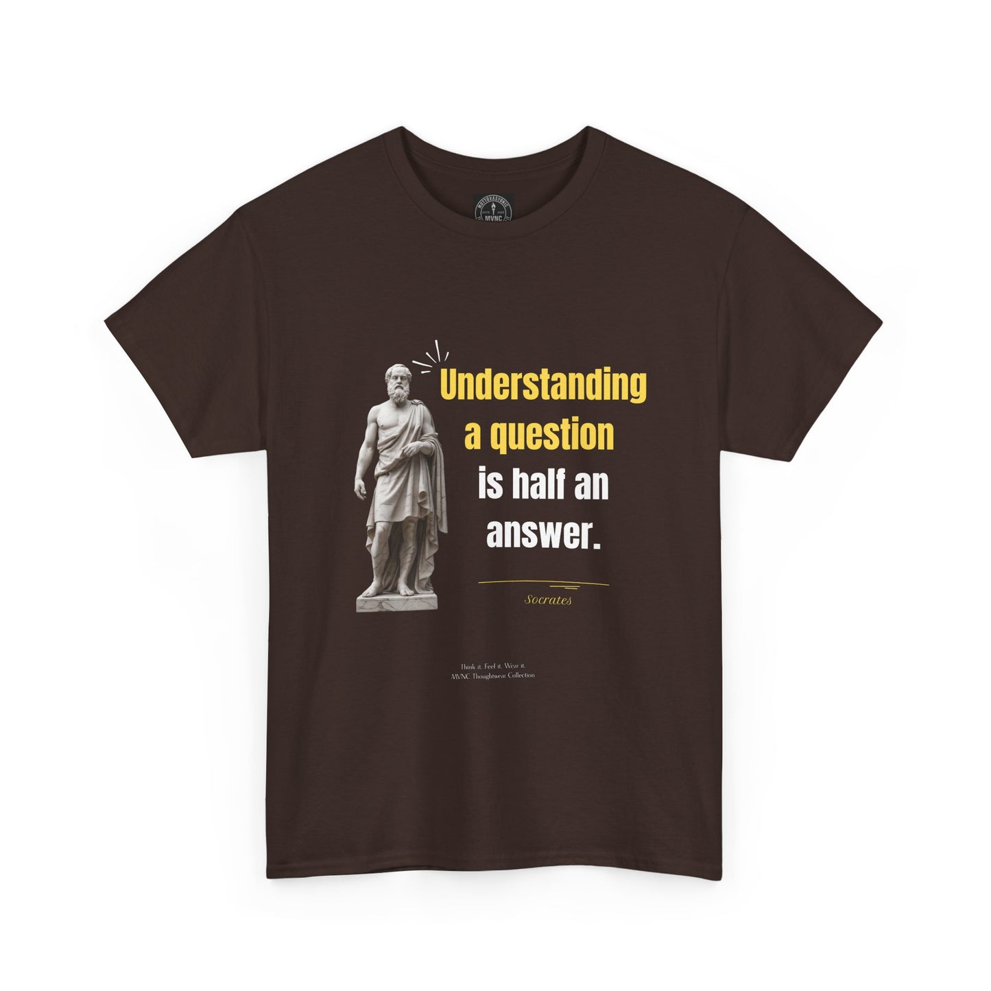 Socrates Quote T-shirt – “Understanding a Question” – Philosophical minimalist design