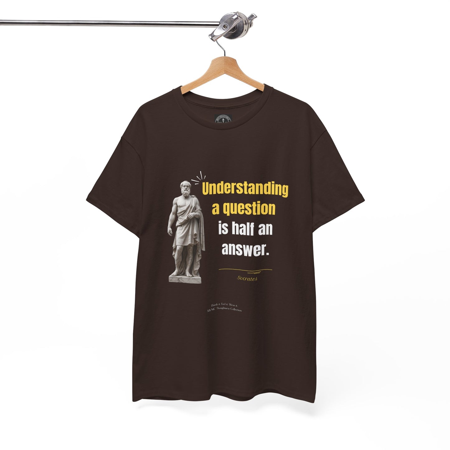 Socrates Quote T-shirt – “Understanding a Question” – Philosophical minimalist design