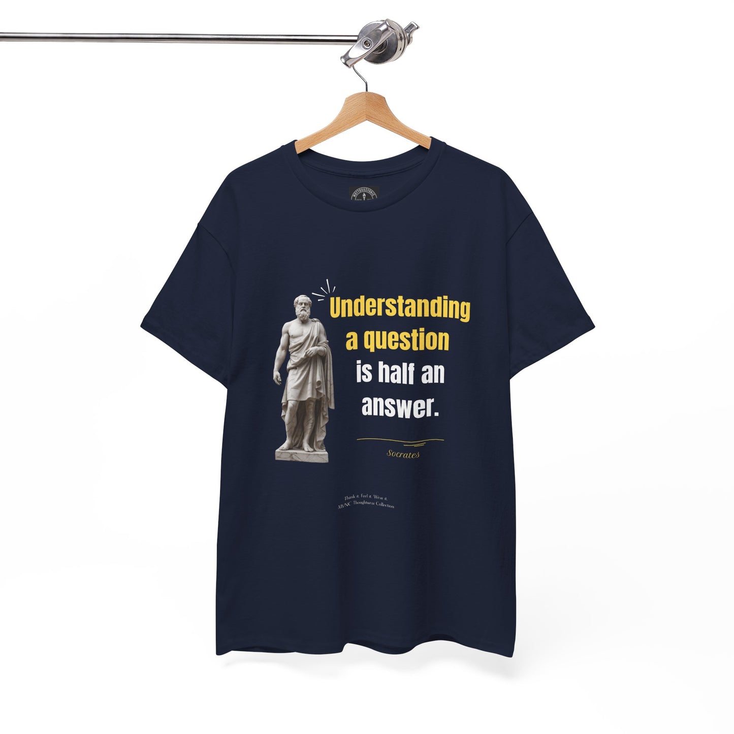 Socrates Quote T-shirt – “Understanding a Question” – Philosophical minimalist design