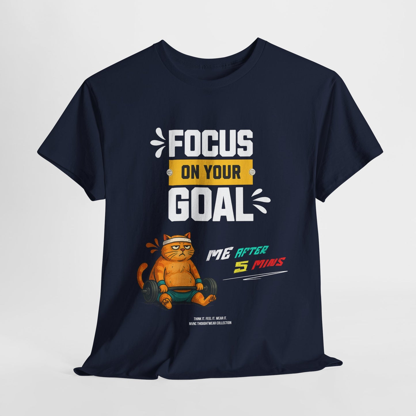 Focus on Your Goal – Motivational T-shirt with a Sporty Cat