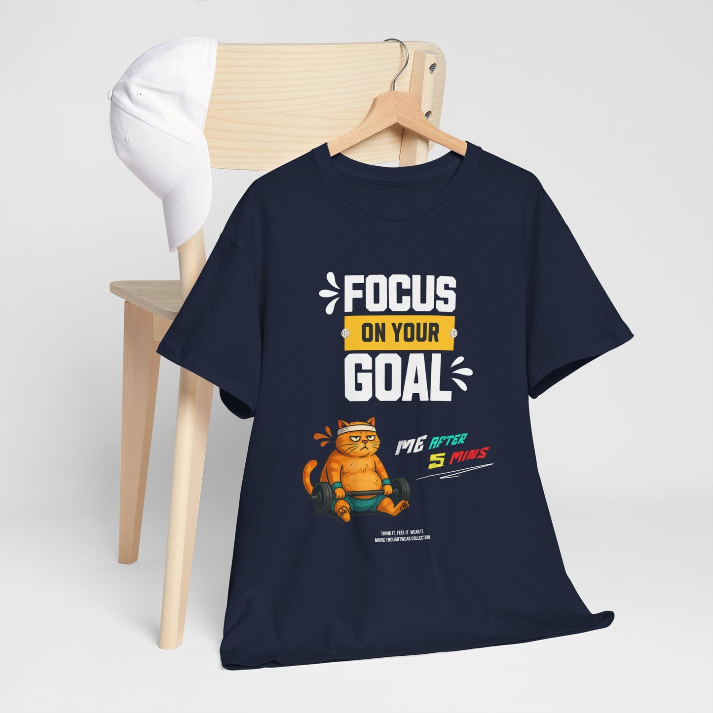 Focus on Your Goal – Motivational T-shirt with a Sporty Cat
