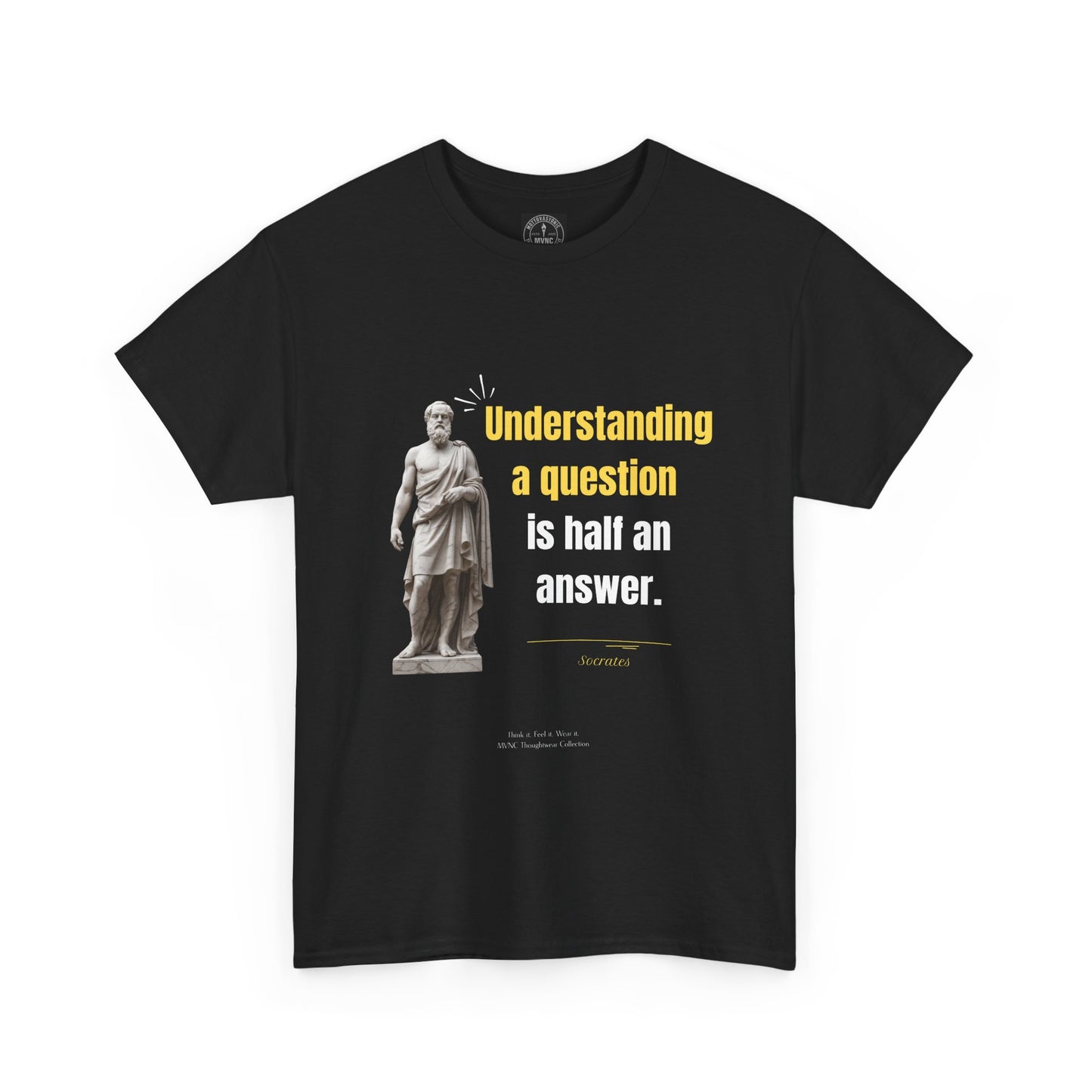 Socrates Quote T-shirt – “Understanding a Question” – Philosophical minimalist design