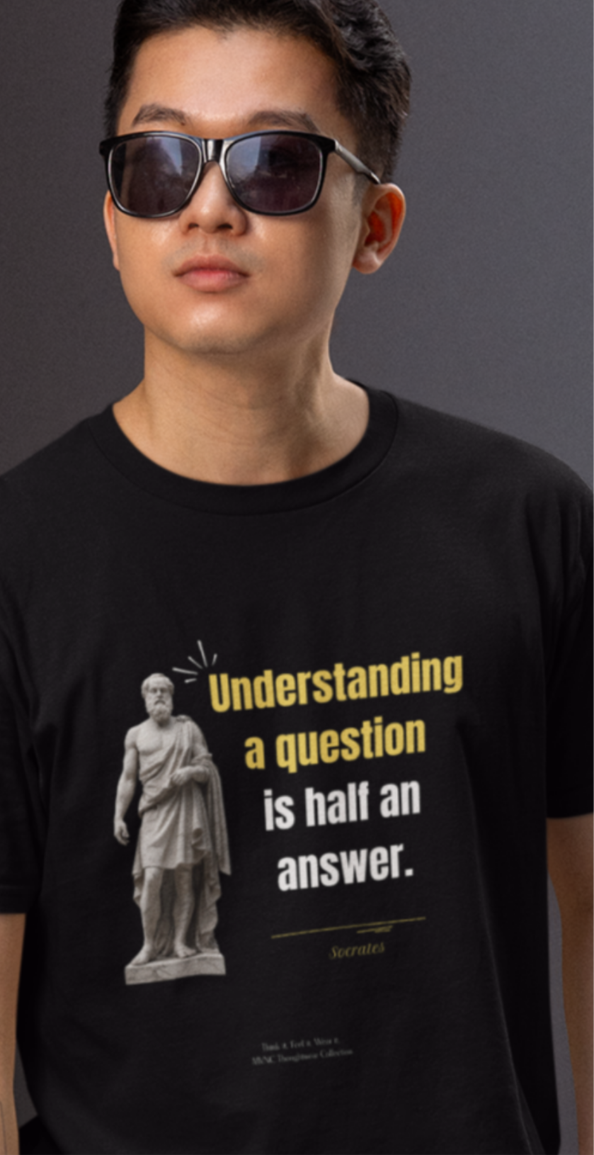 Socrates Quote T-shirt – “Understanding a Question” – Philosophical minimalist design