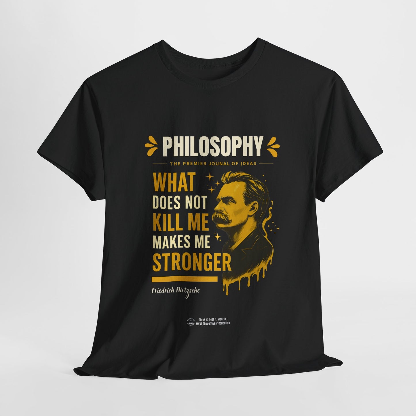 Nietzsche T-shirt – “Wat mij niet doodt” – Krachtig ontwerp met filosofische inspiratie