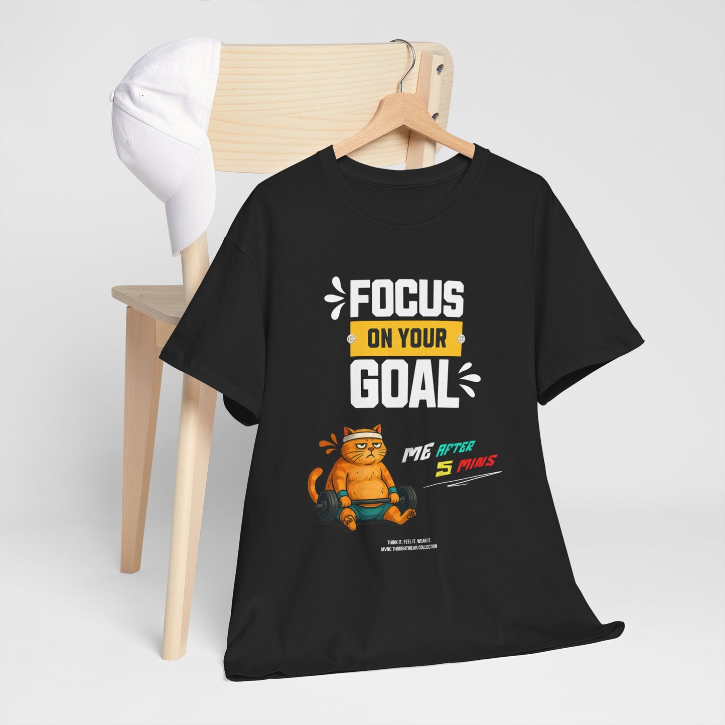 Focus on Your Goal – Motivational T-shirt with a Sporty Cat