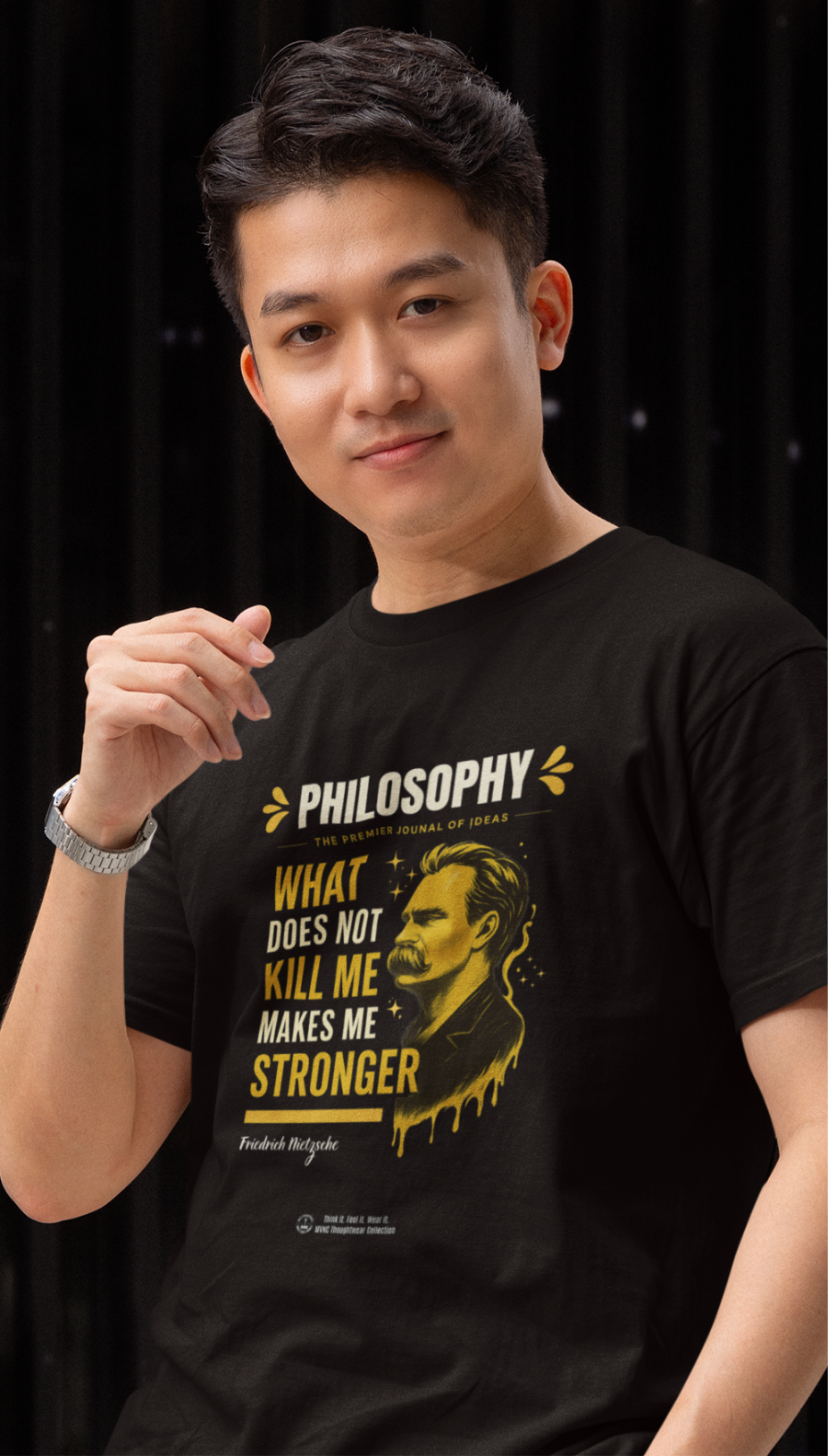 Nietzsche T-shirt – “Wat mij niet doodt” – Krachtig ontwerp met filosofische inspiratie